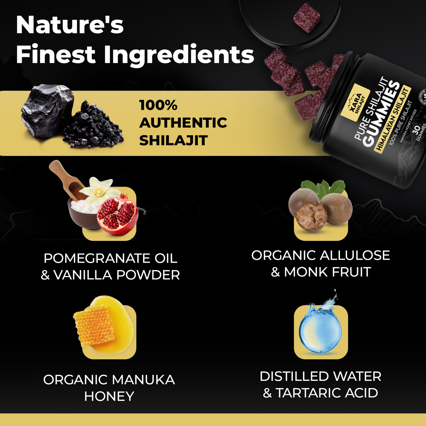 Xara Pure Shilajit Gummies – Women's Vitality + Mood + Skin Glow