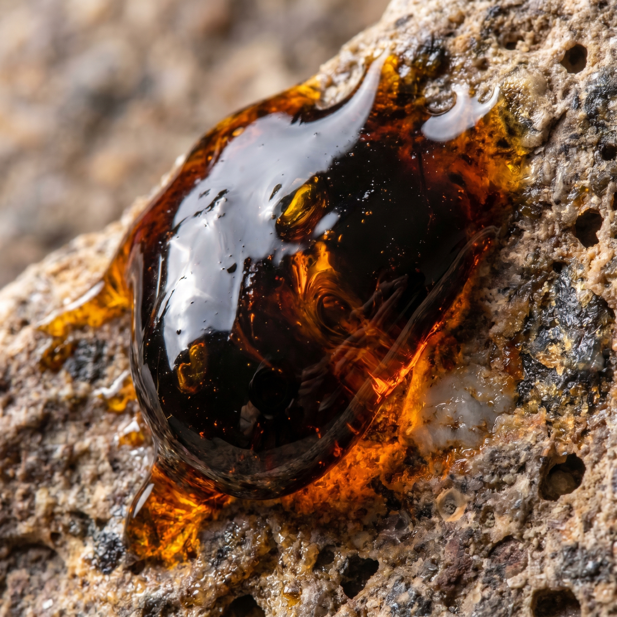 Raw shilajit resin macro shot