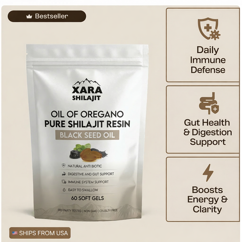 Xara Shilajit — Oil of Oregano + Pure Shilajit Resin + Black Seed Oil