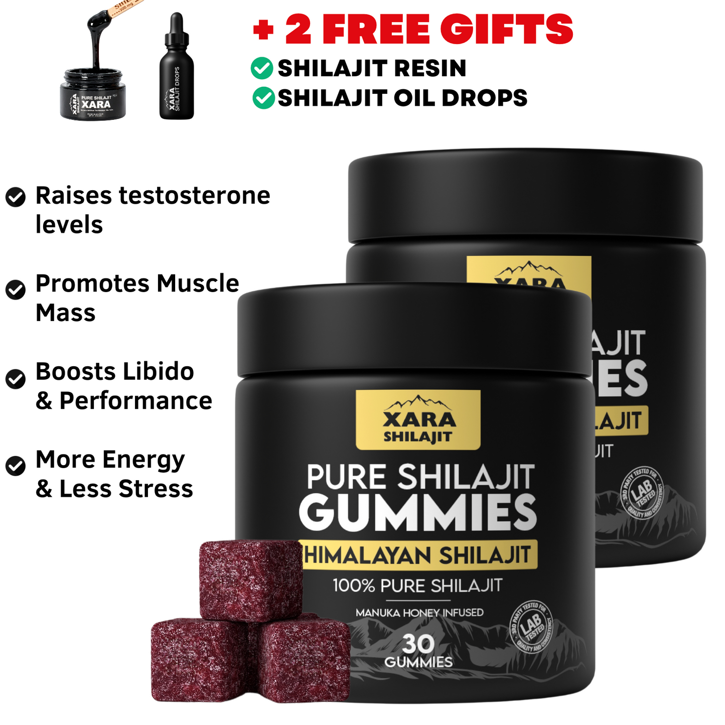 XARA® Pure Shilajit Gummies + 2 FREE GIFTS