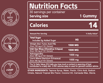 Xarashilajit® 4-in-1 Peak Wellness Gummies for men and women