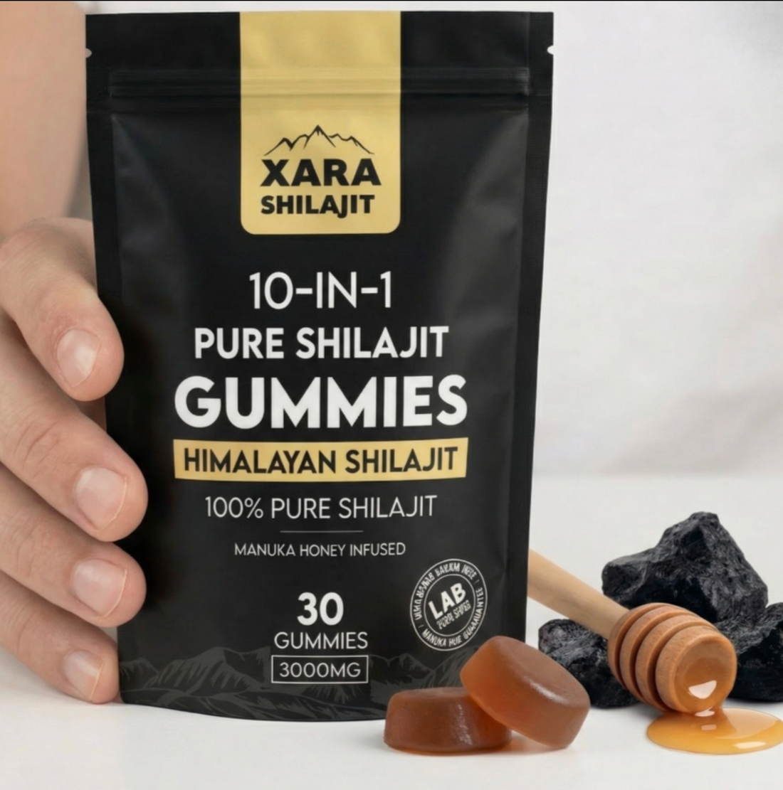 XARA Shilajit 10-in-1 brain wellness support gummies