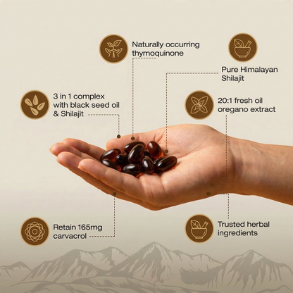 Xara Shilajit — Oil of Oregano + Pure Shilajit Resin + Black Seed Oil